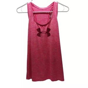 Under Armour Tech Tank Women's Small Pink Racerback Twist UA Logo Gym Scoop Neck